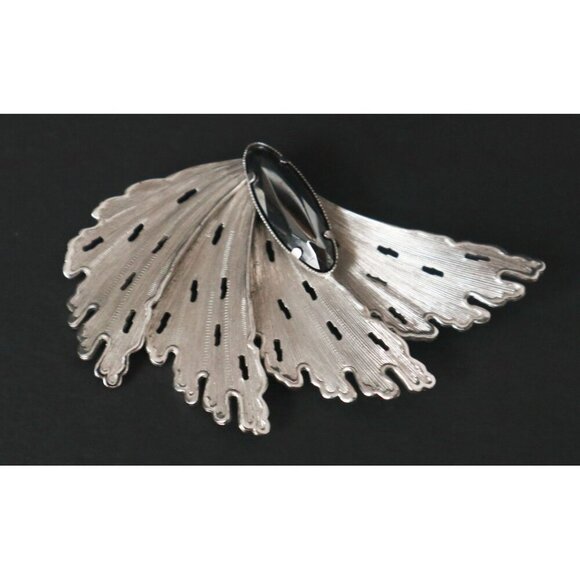 Mid-Century Modern Silver Tone Brooches Set of 5 Alaskan Diamond & Rhinestone Ac - Picture 6 of 7